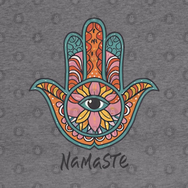 Namaste - Hamsa hand by Neon Galaxia